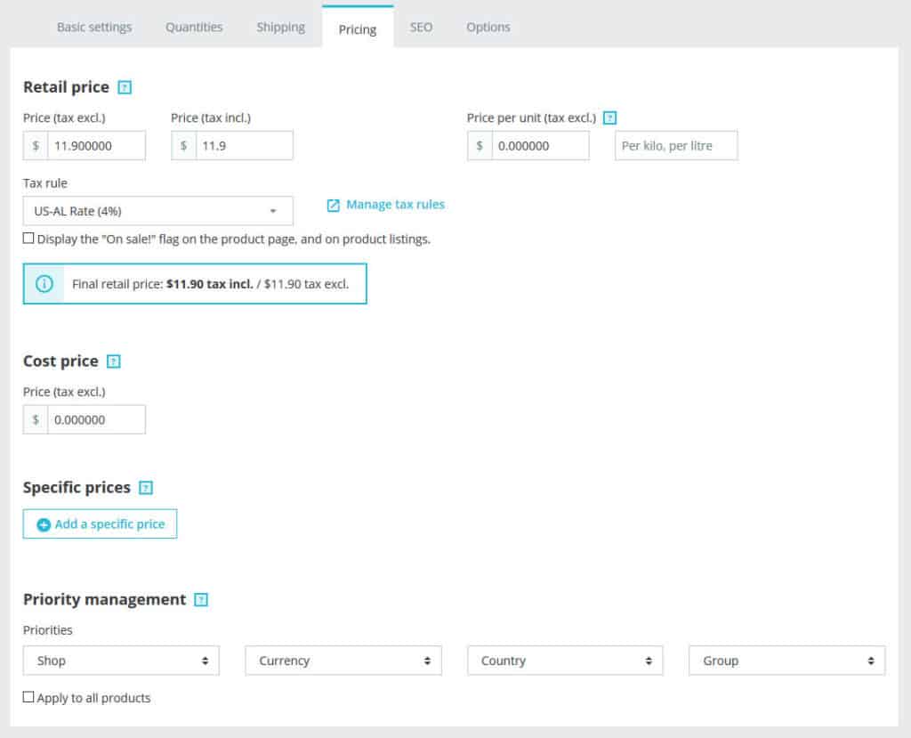 pricing panel