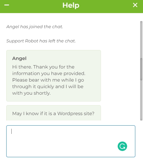 One.com Live Chat support