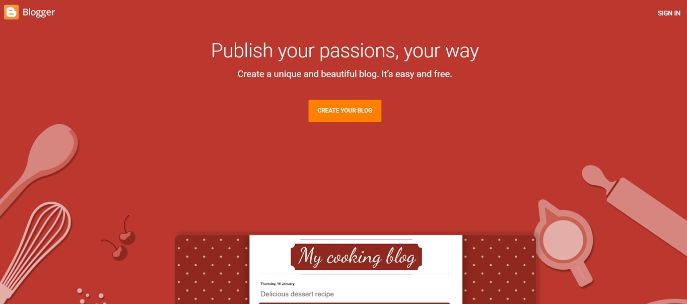 Blogger homepage