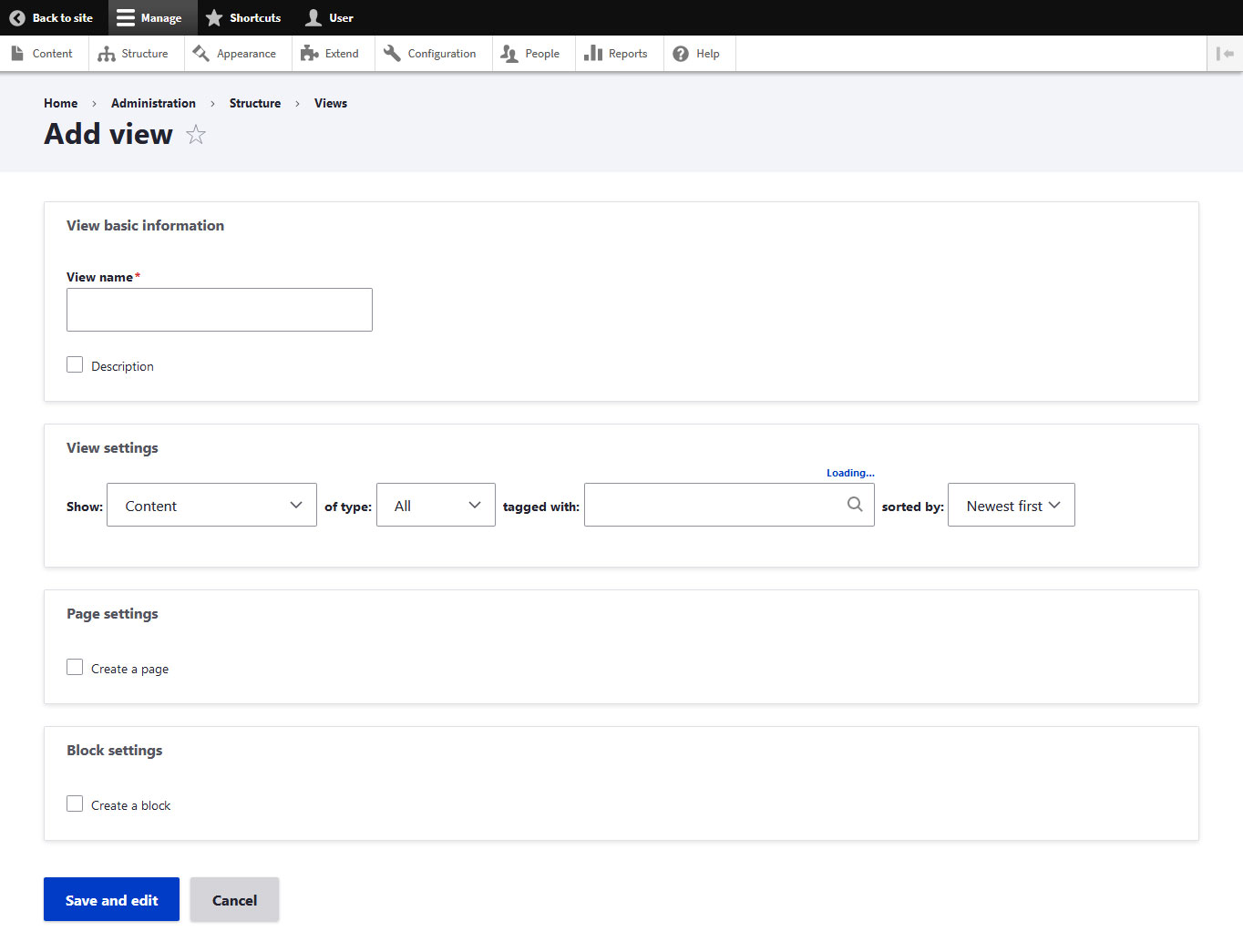 configure drupal view