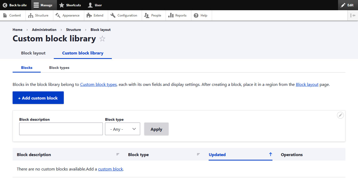 drupal custom block library