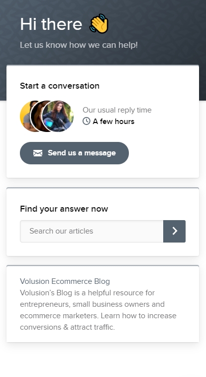 Volusion live chat support example