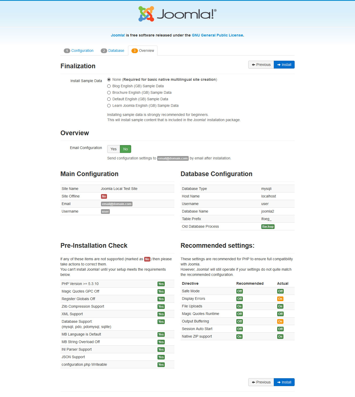 joomla manual installation step 3