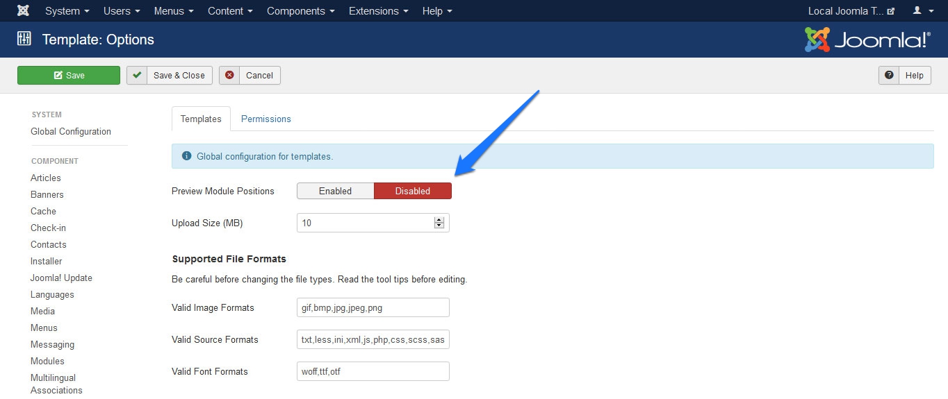 preview module positions