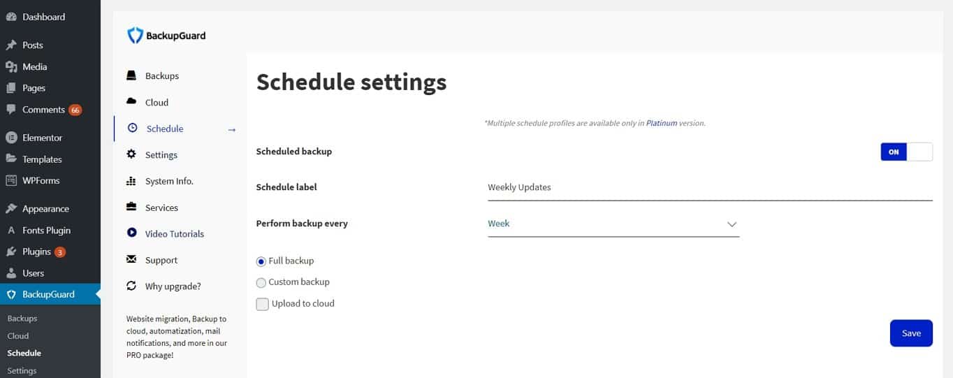 Scheduling backups with Backup Guard