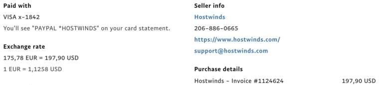 Hostwinds invoice