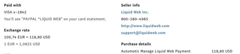 LiquidWeb invoice