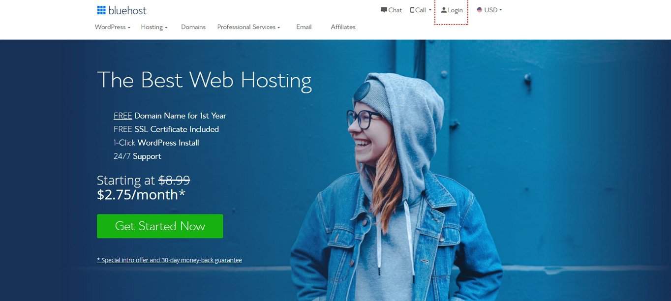 Bluehost homepage