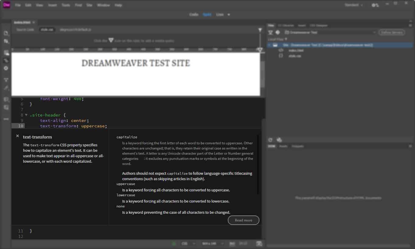 use dreamweaver quick docs to understand what css declarations do