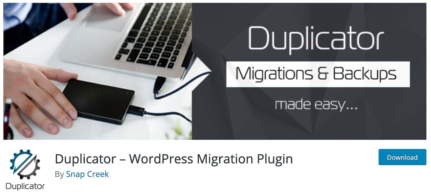 WordPress plugins for migration: Duplicator