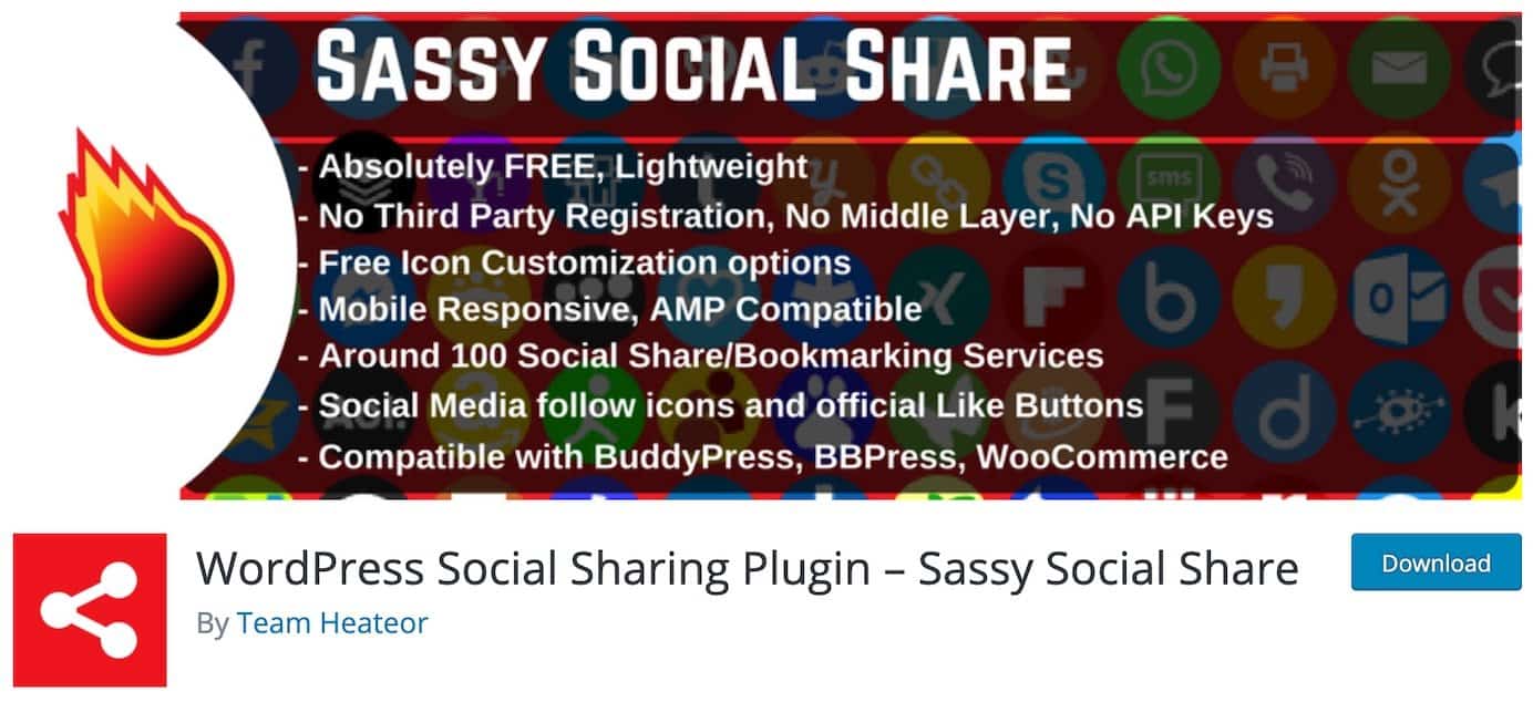 WordPress plugins for social sharing: Sassy Social Share