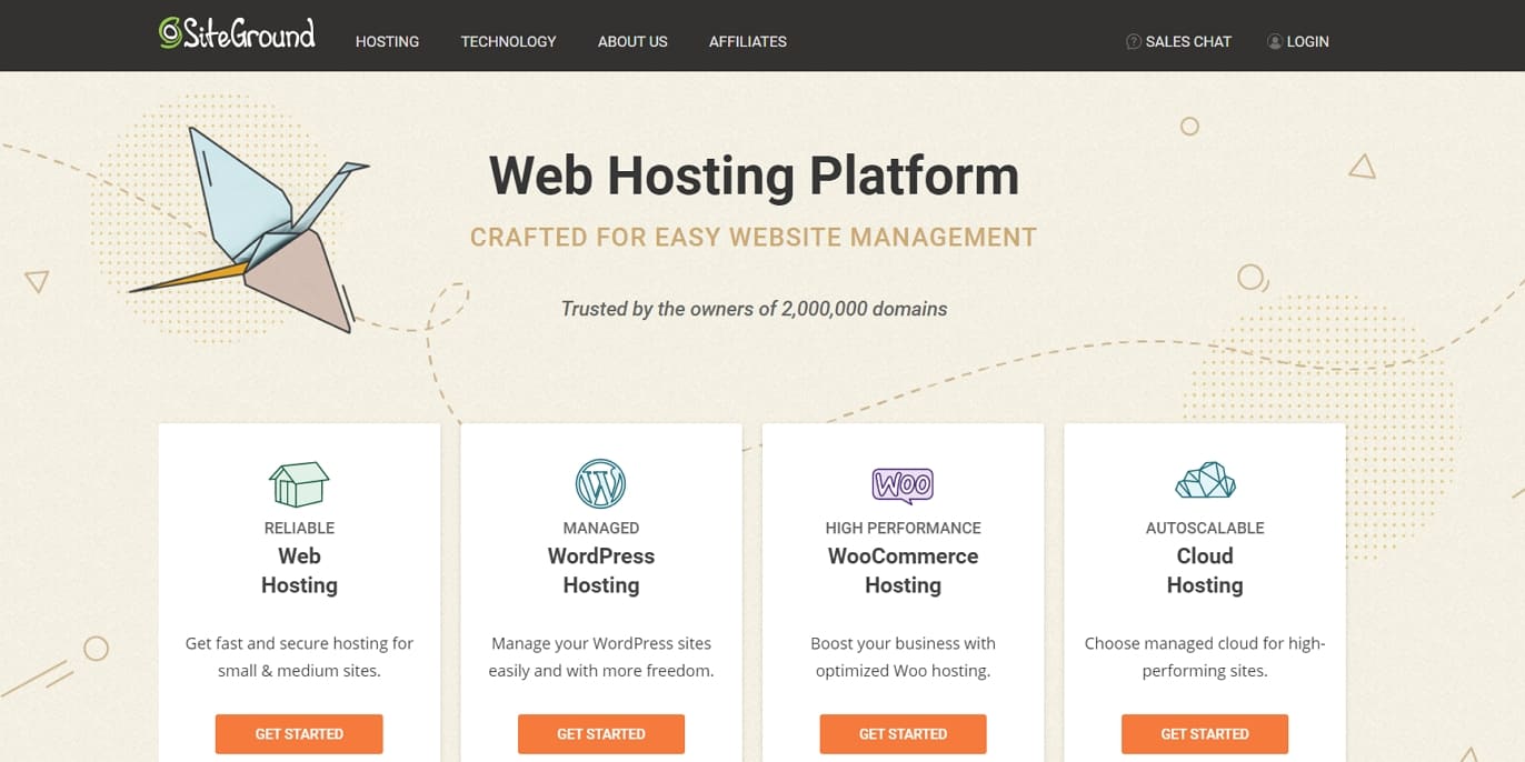 SiteGround hosting homepage