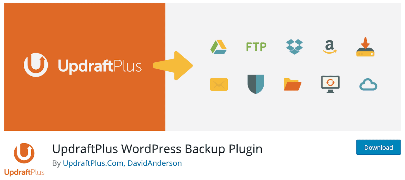 WordPress plugins for backups: UpdraftPlus