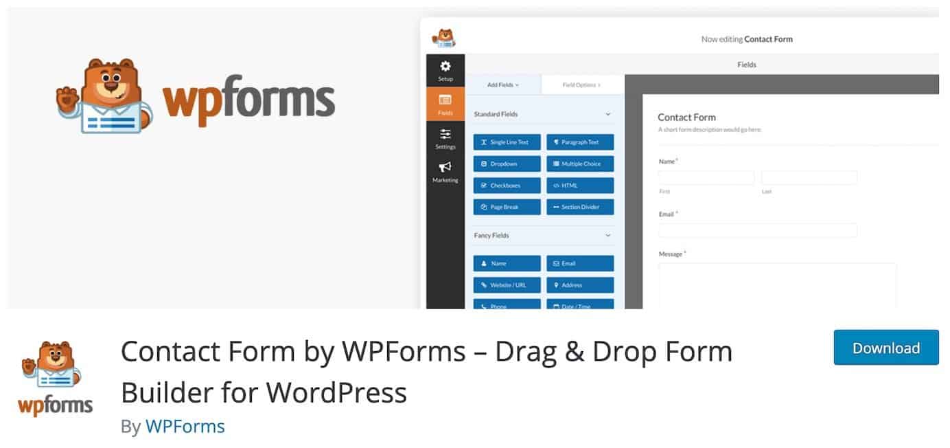 WordPress plugins for contact forms: WPForms