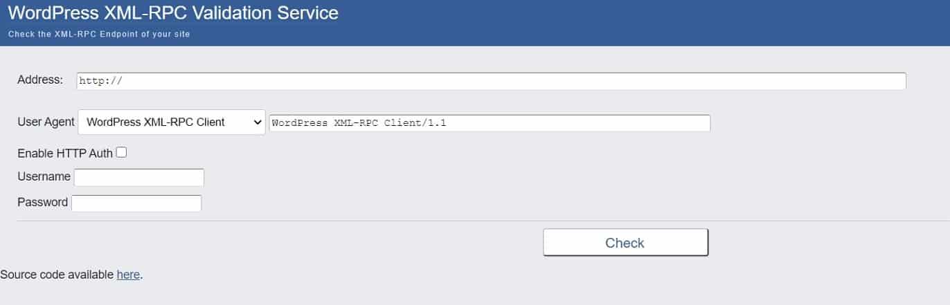 WordPress XML-RPC Validation Service