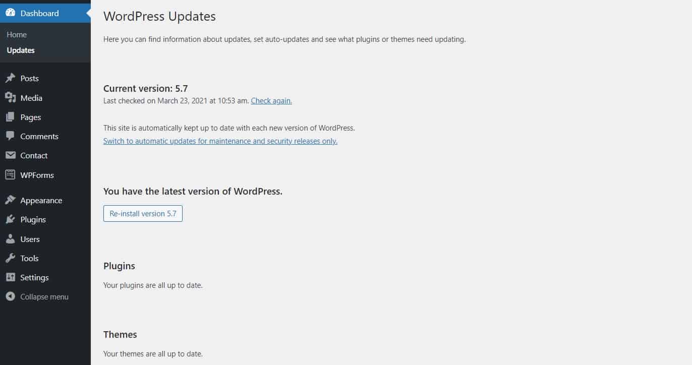 WordPress updates