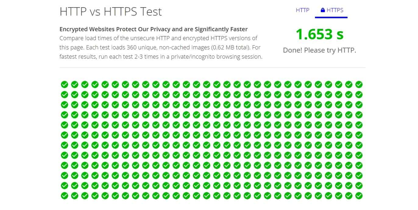 HTTP vs HTTPS test