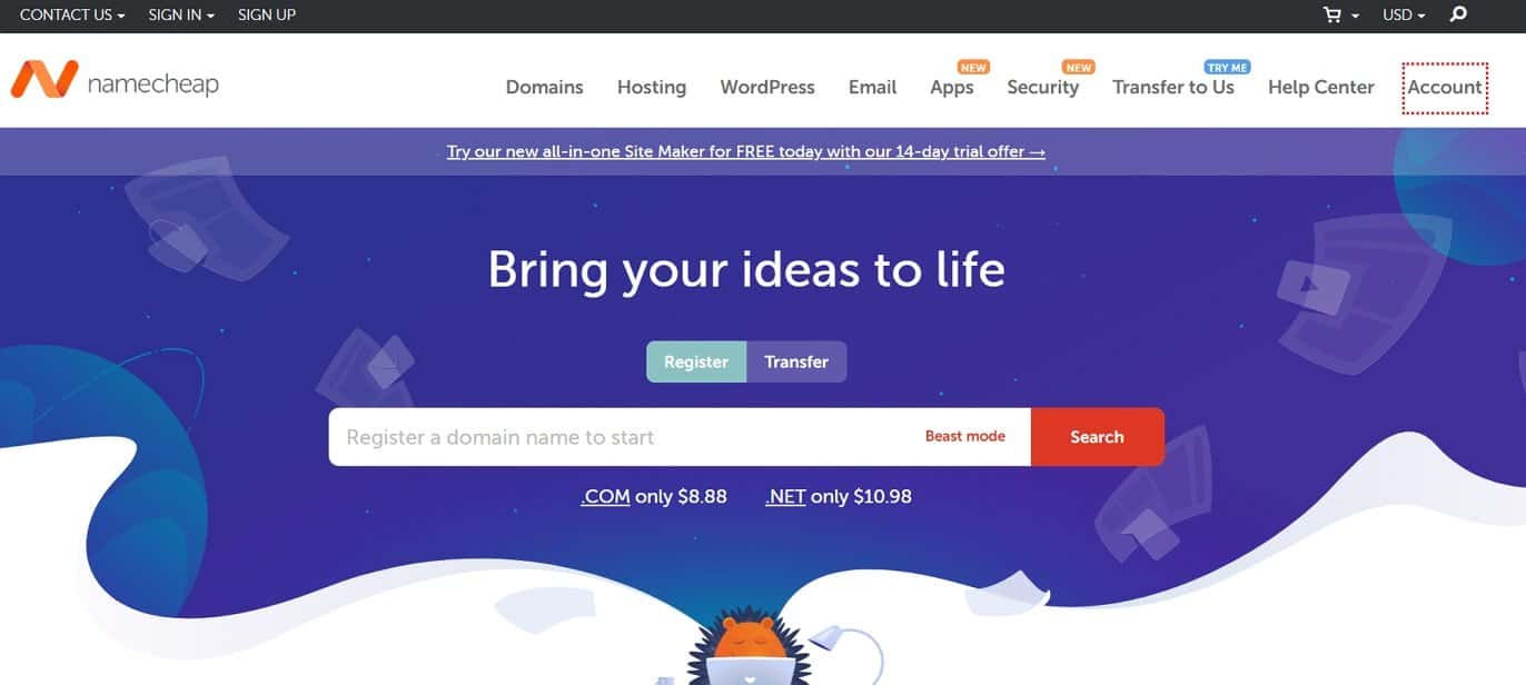 Namecheap domain name registrar