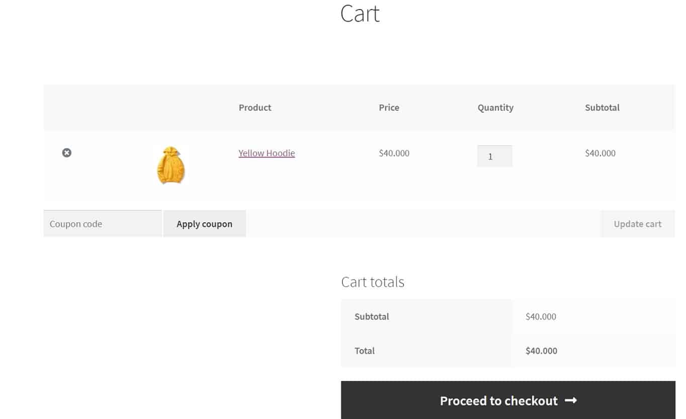 woocommerce cart