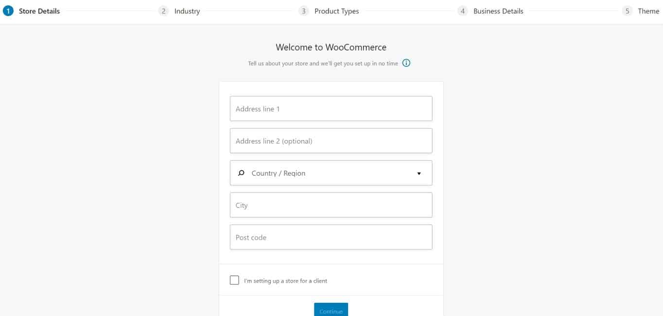 WooCommerce setup