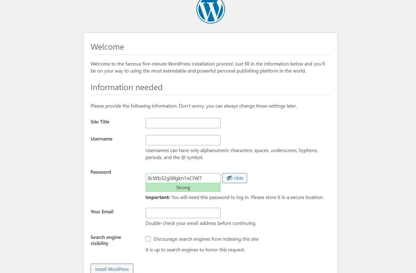 Localhost wp-admin