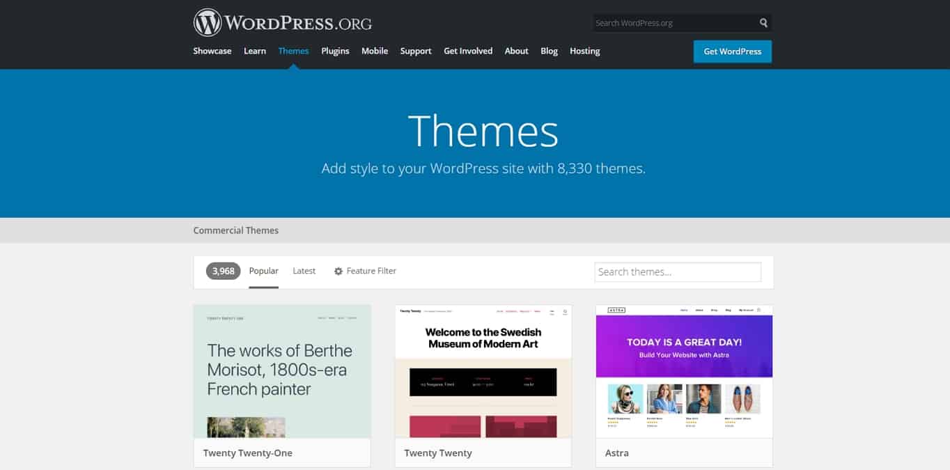 WordPress.com vs WordPress.org: themes