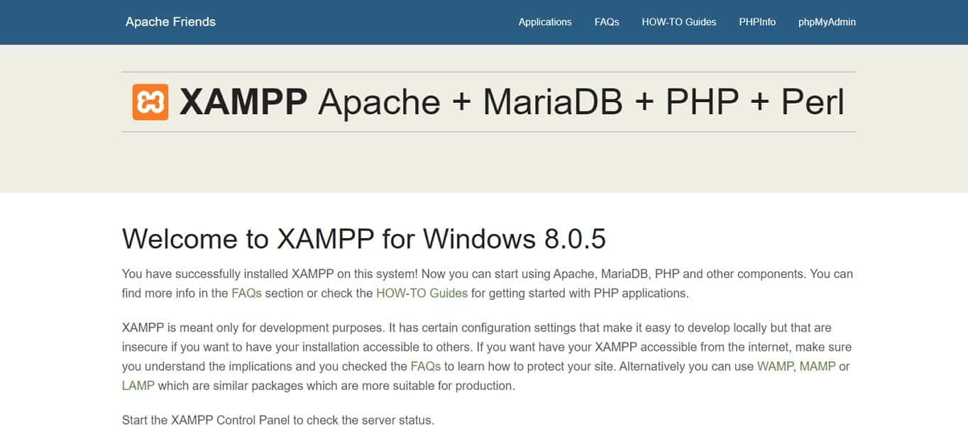 XAMPP Welcome Page