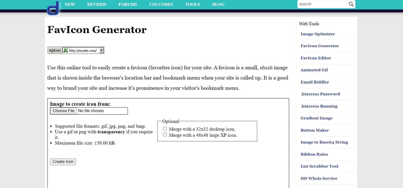 Dynamic Drive favicon generator