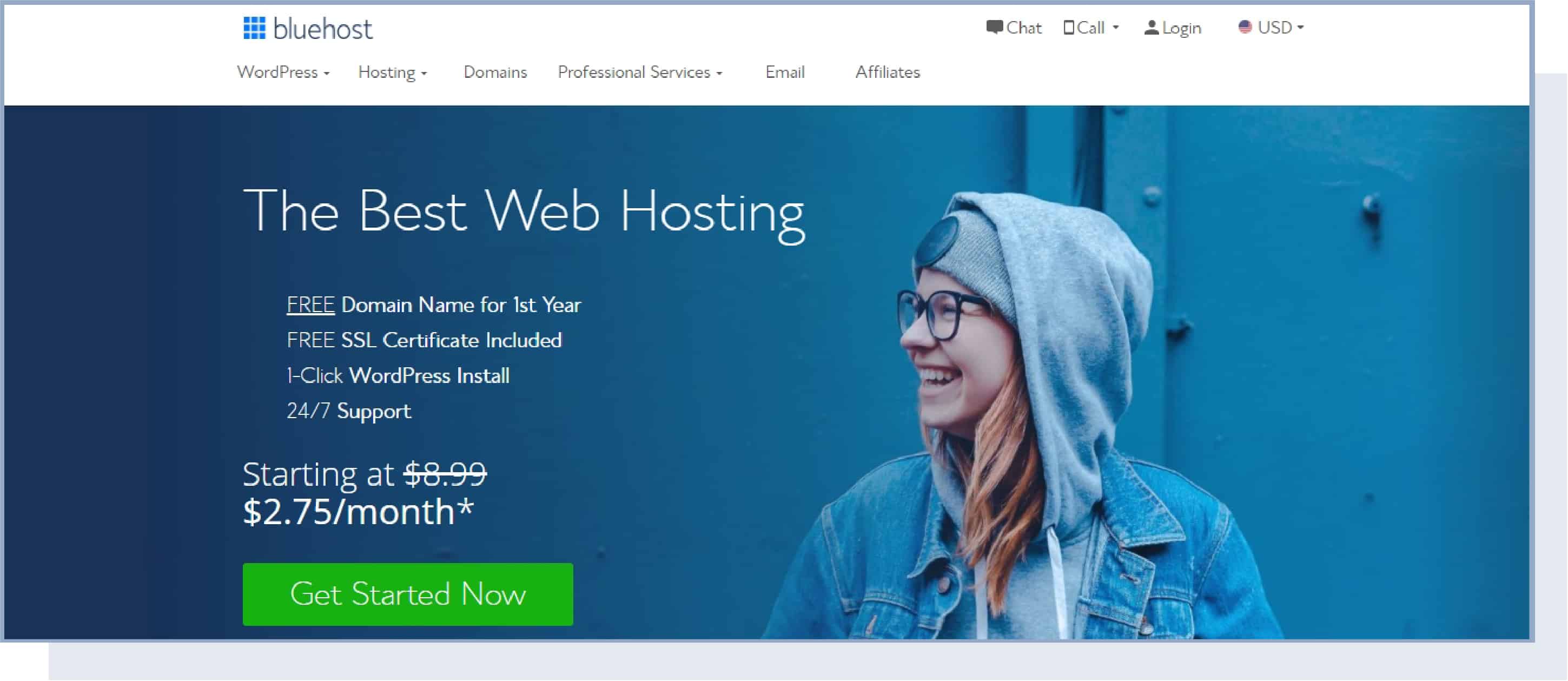 bluehost landing page