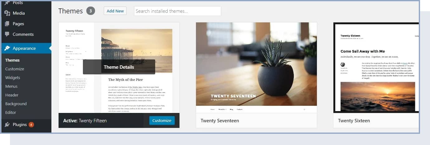 WordPress add a new theme