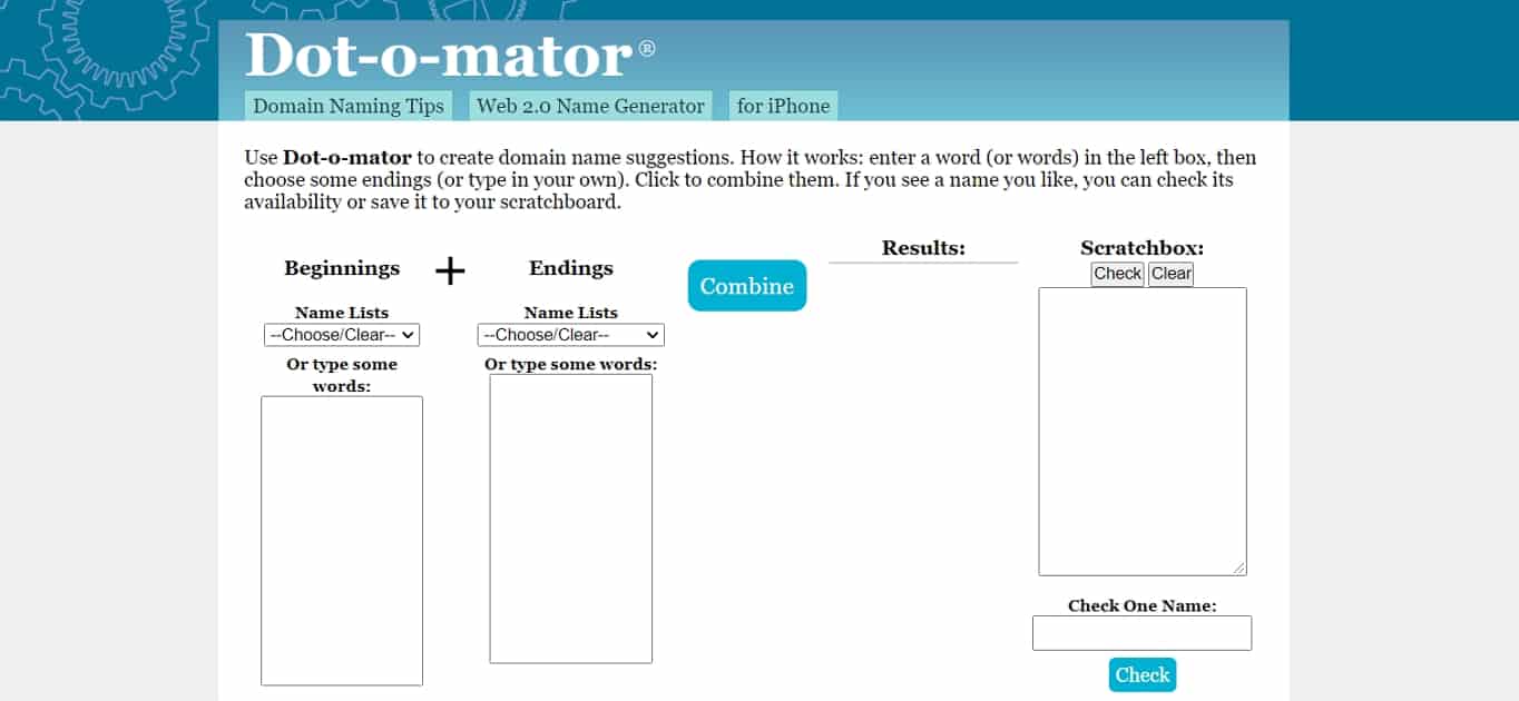 Dot-o-mator domain name generator