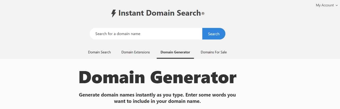 InstantDomainSearch domain name generator