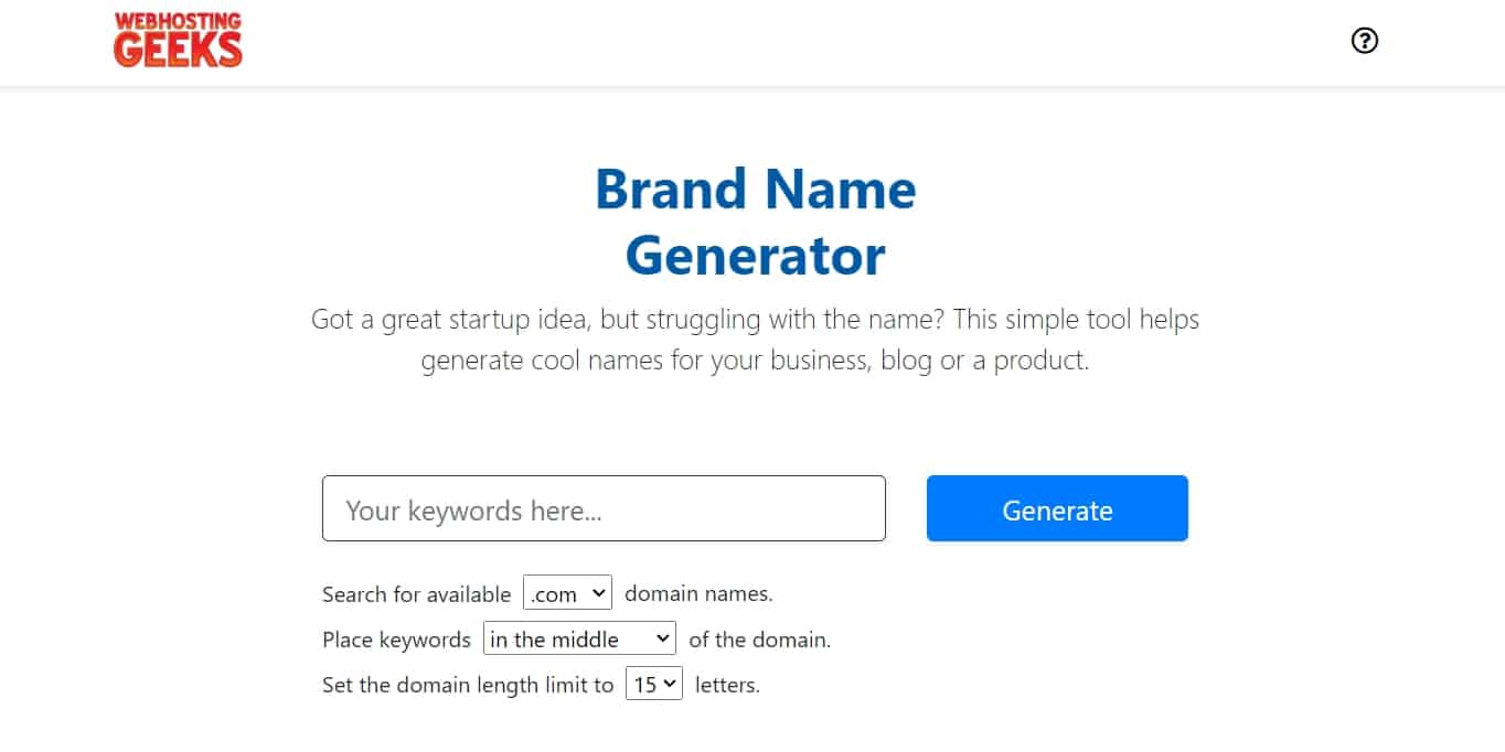 WebHostingGeeks domain name generator