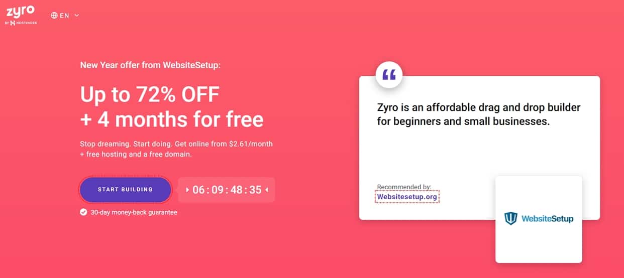 zyro homepage