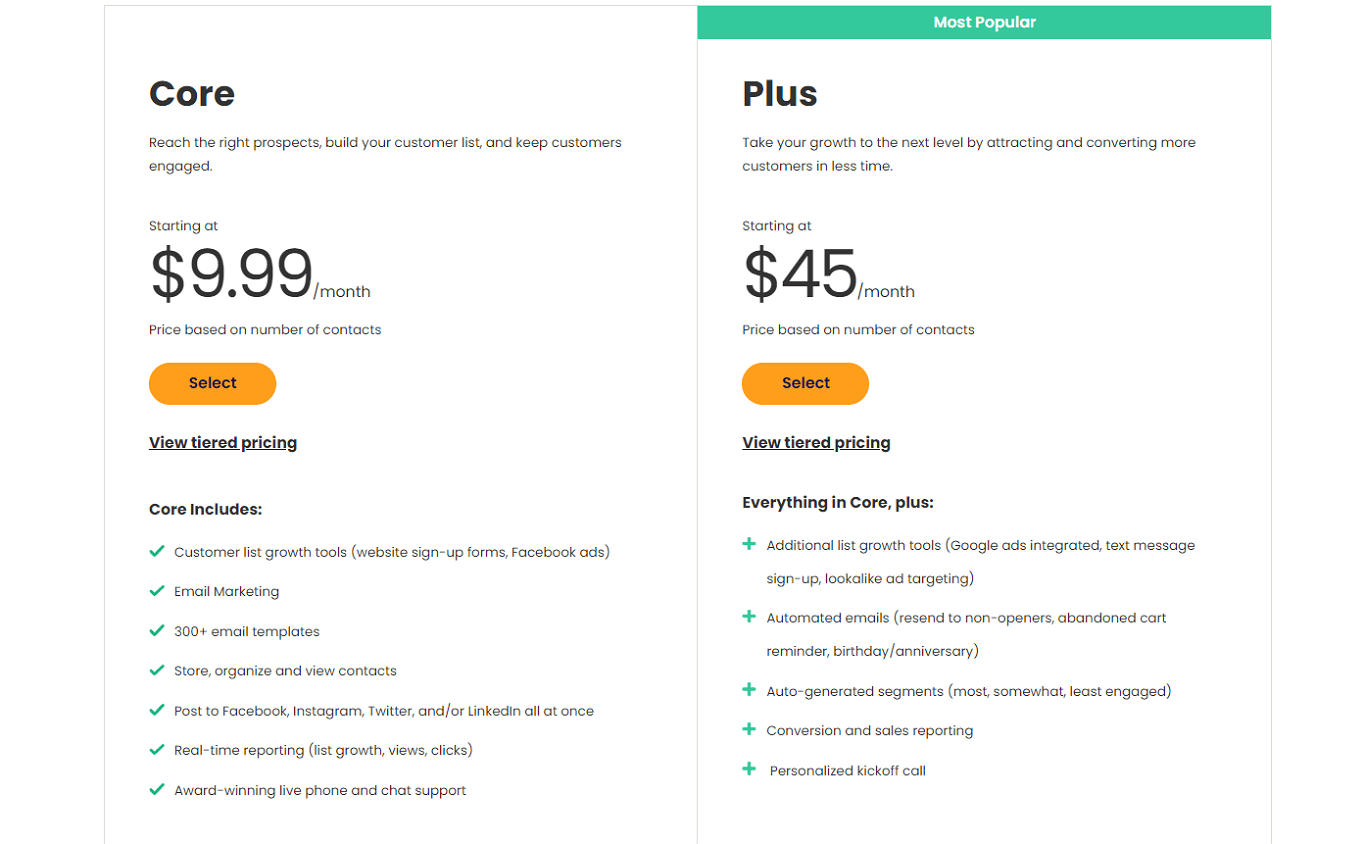 Constant Contact Pricing Plans