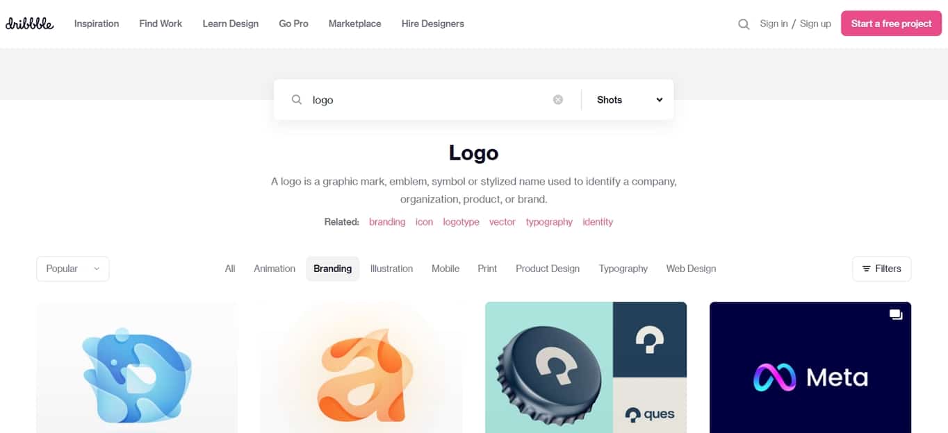 Dribbble logo search