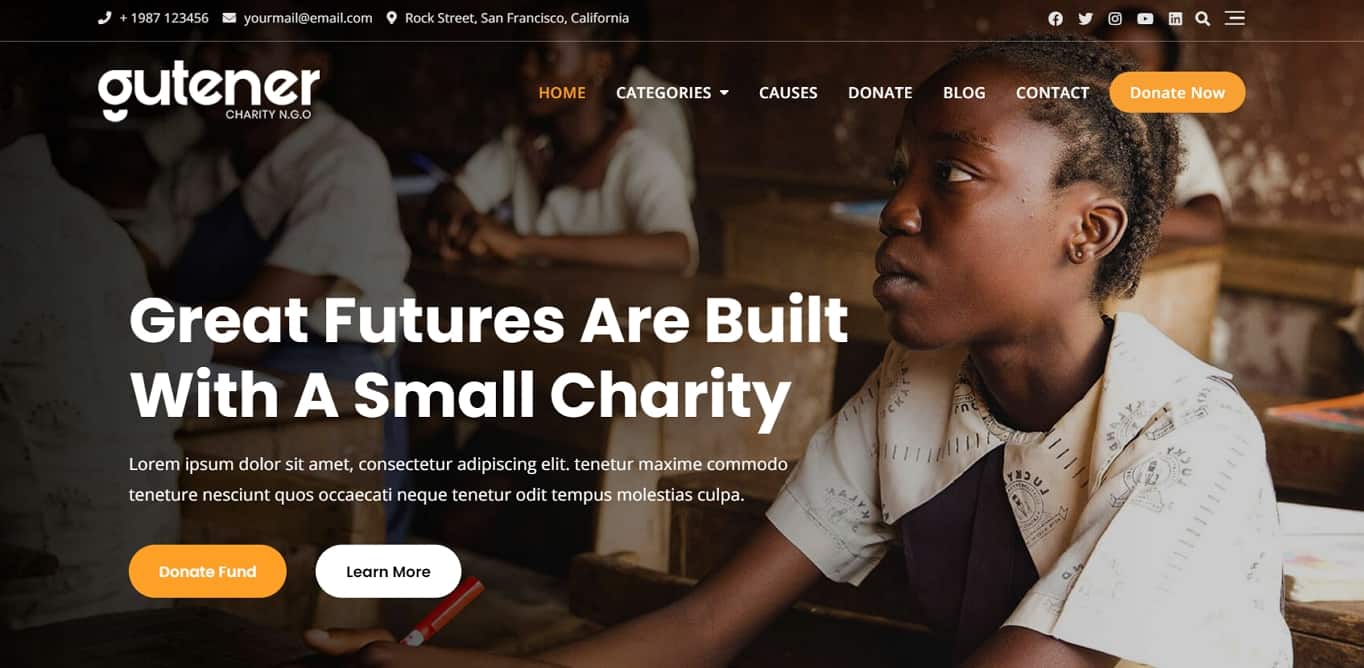 Gutener Charity NGO Free WordPress Theme