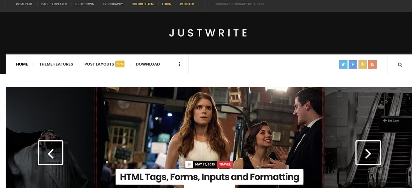 JustWrite Free WordPress Theme