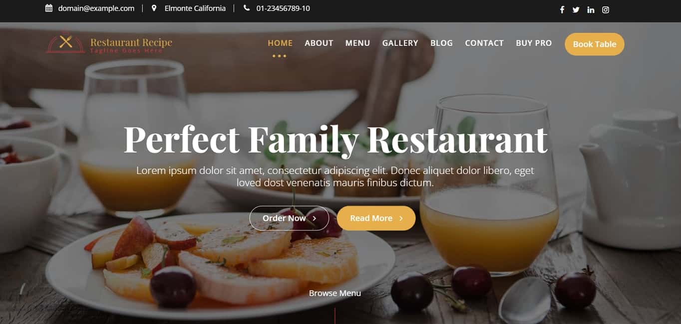 Restaurant Recipe Free WordPress Theme