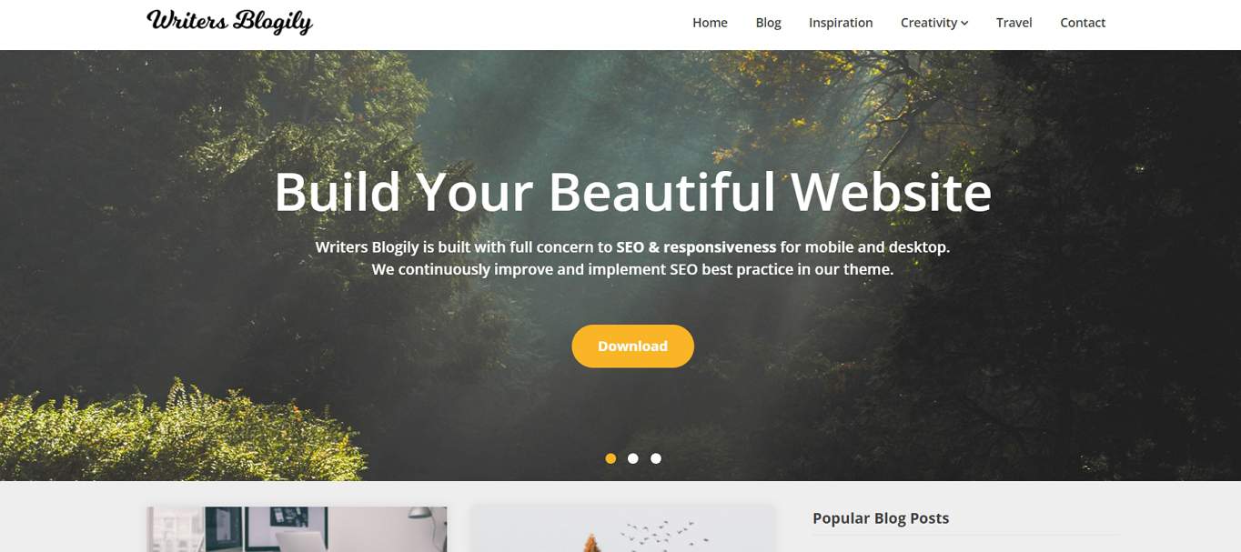 Writers Blogily Free WordPress Theme